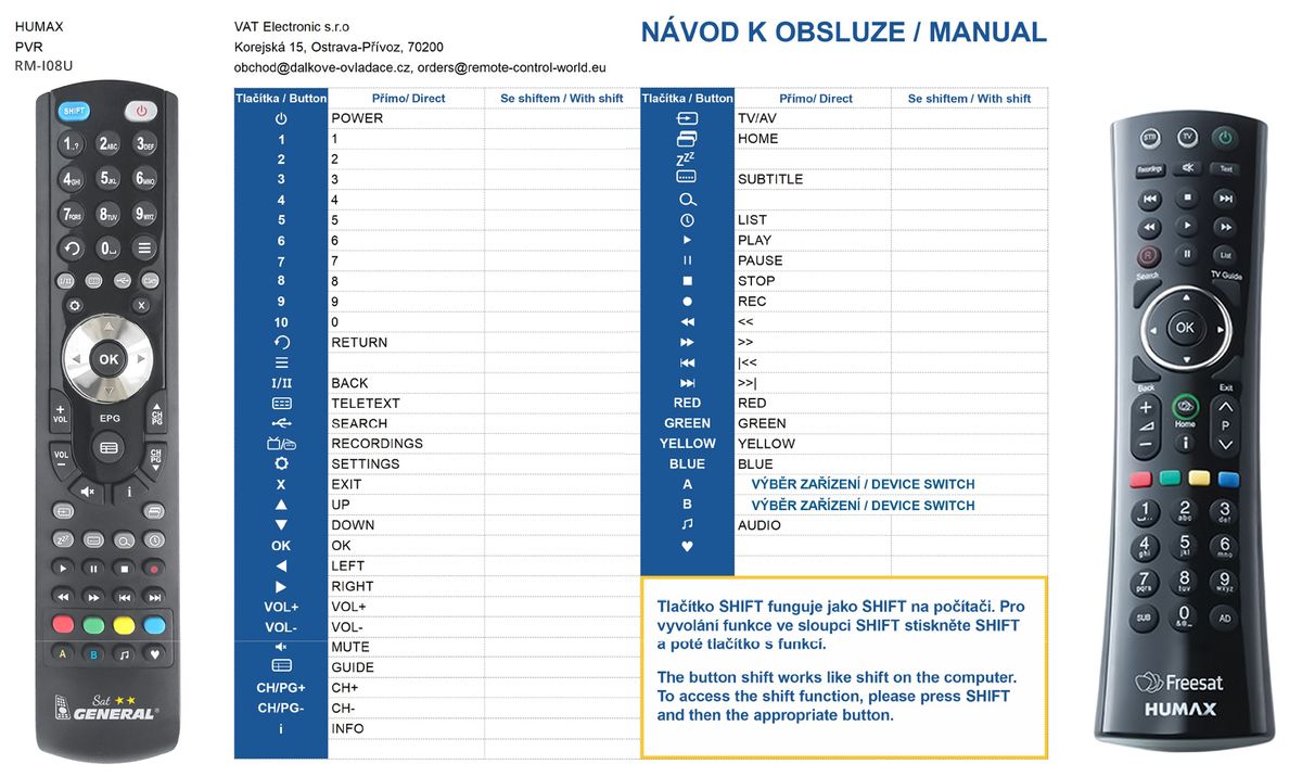 HUMAX RM-I08U -   


kompatibilis General márkájú távirányító