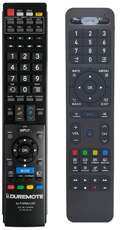 FORMULER Z7+,  Z7+ 5G, Z8 4K, Z ALPHA, Zx, ZX 5G S + TV vezérlés (mini TV) - távirányító duplikátum
