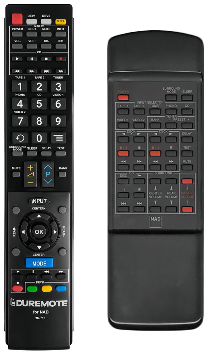 NAD RC-713, RC-711 + TV vezérlés (mini TV) - távirányító duplikátum