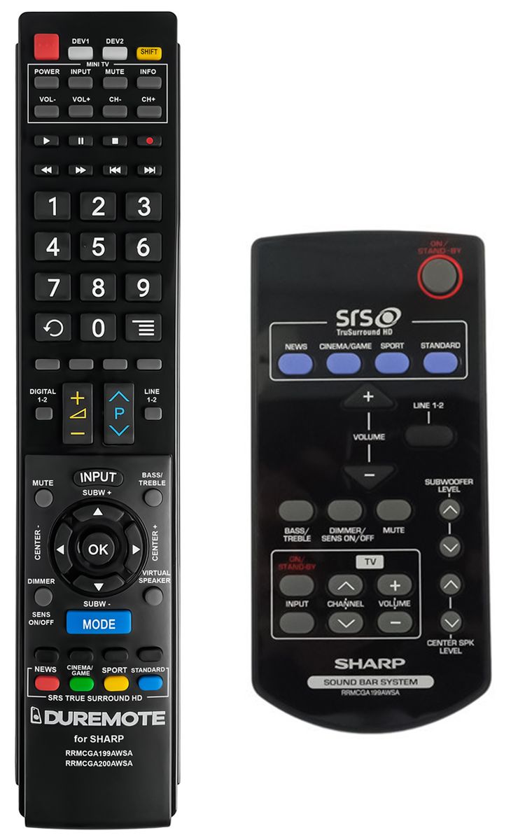 SHARP RRMCGA199AWSA + TV vezérlés (mini TV) - távirányító duplikátum