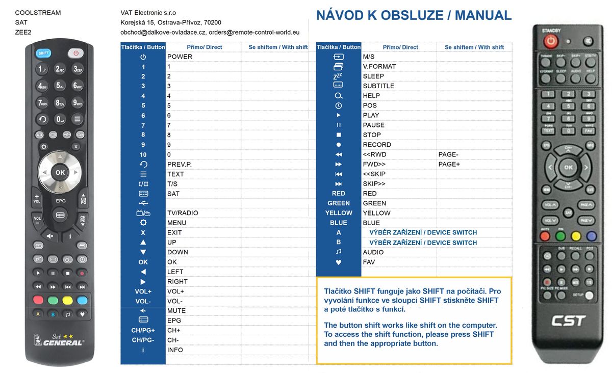 COOLSTREAM ZEE2 -   


kompatibilis General márkájú távirányító