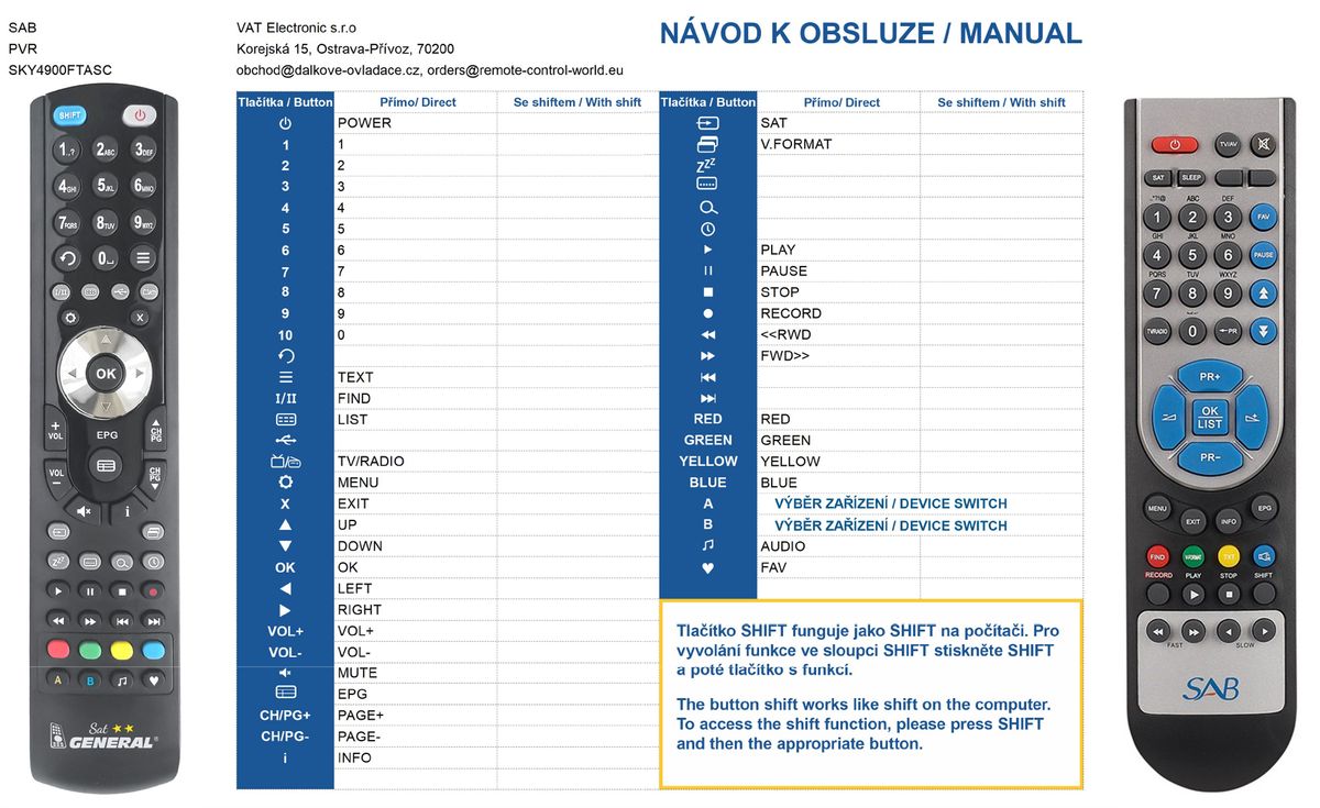 SAB Sky 4700HD -   


kompatibilis General márkájú távirányító