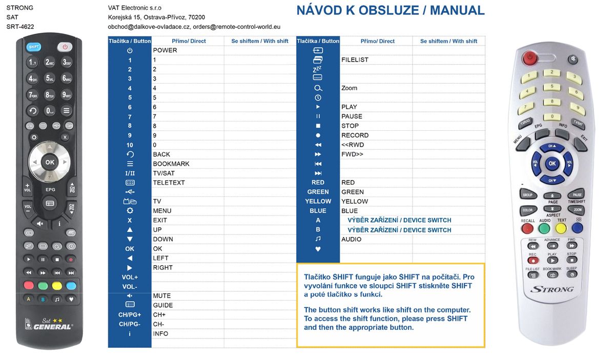 STRONG SRT4622 -   


kompatibilis General márkájú távirányító