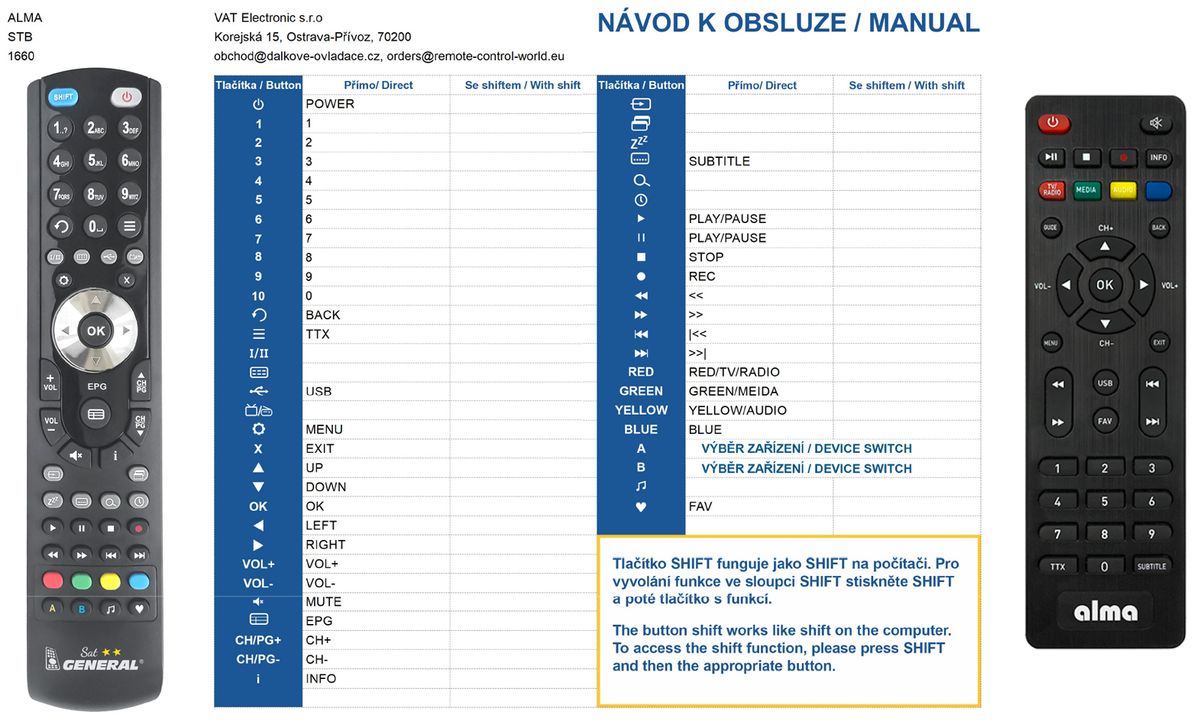 ALMA 1660    -   


kompatibilis General márkájú távirányító