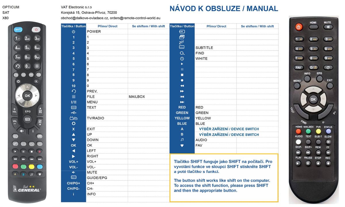 OPTICUM X80, RCU-014, RCU-015, RCU-016 -   


kompatibilis General márkájú távirányító