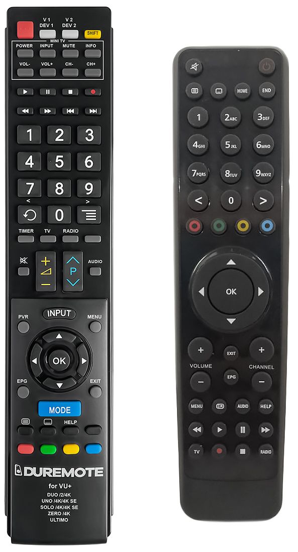 VU+ DUO, SOLO 1 + TV vezérlés (mini TV) - távirányító duplikátum