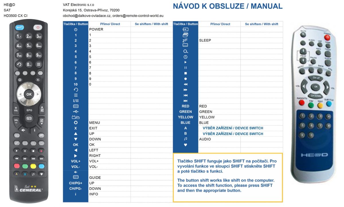 HE@D HD3500 CX CI -   


kompatibilis General márkájú távirányító
