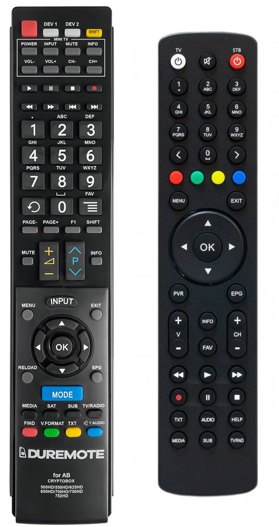 AB CRYPTOBOX ALL models (CryptoBox/PULSe) + TV vezérlés (mini TV) - távirányító duplikátum