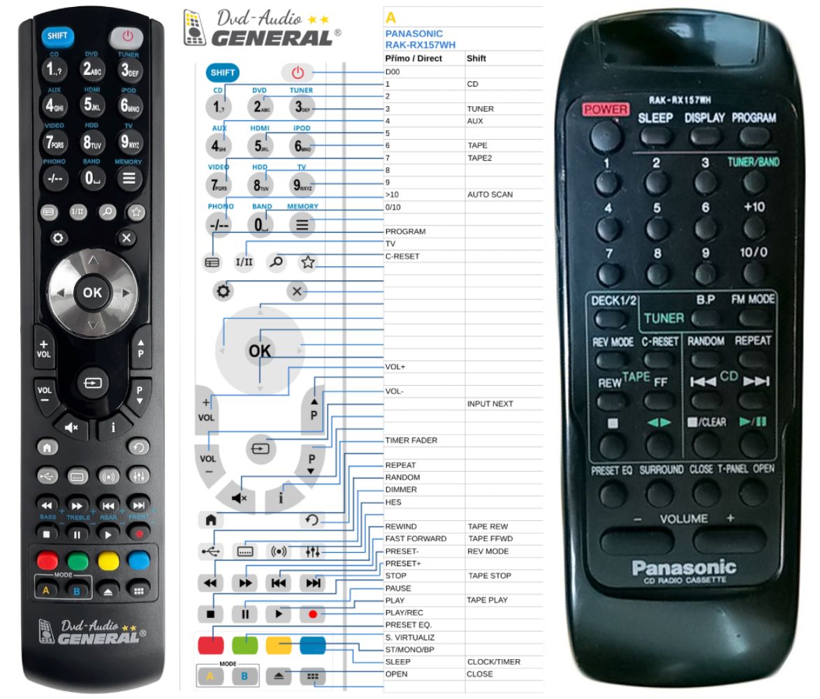 PANASONIC RAK-RX157WH -   


kompatibilis General márkájú távirányító