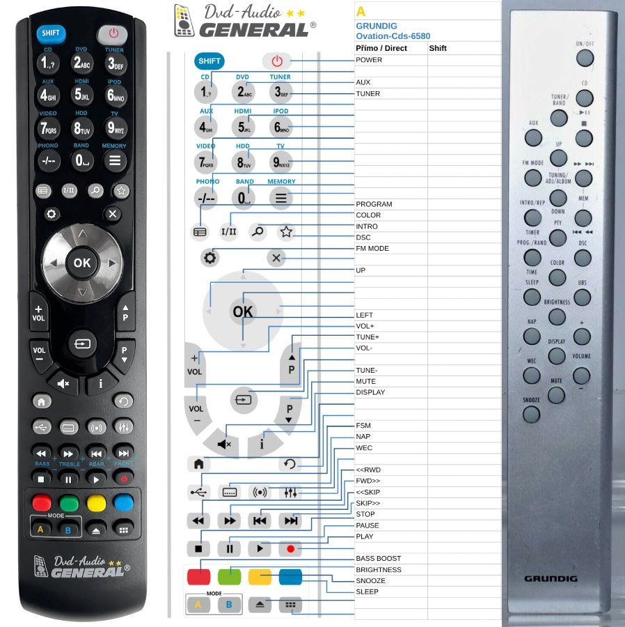GRUNDIG OVATION CDS6380, CDS6580 -   


kompatibilis General márkájú távirányító