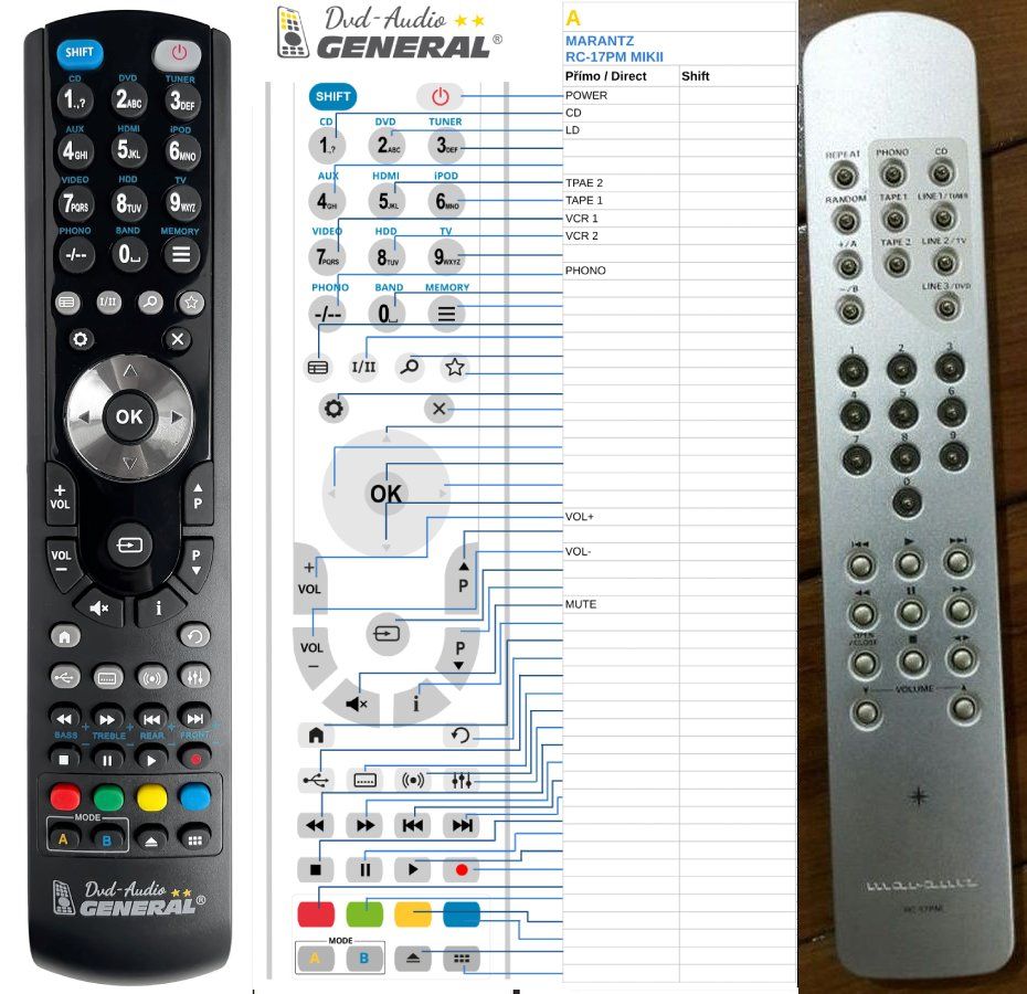 MARANTZ RC-17PM -   


kompatibilis General márkájú távirányító