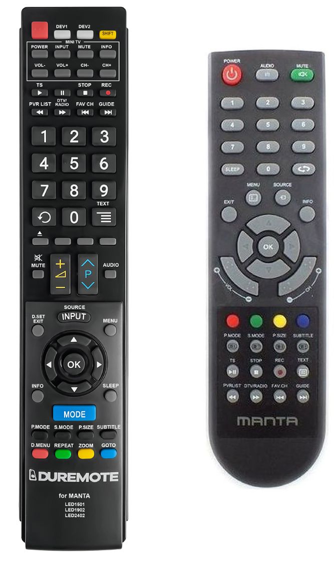 MANTA LED1501, LED1902, LED2402 + TV vezérlés (mini TV) - távirányító duplikátum