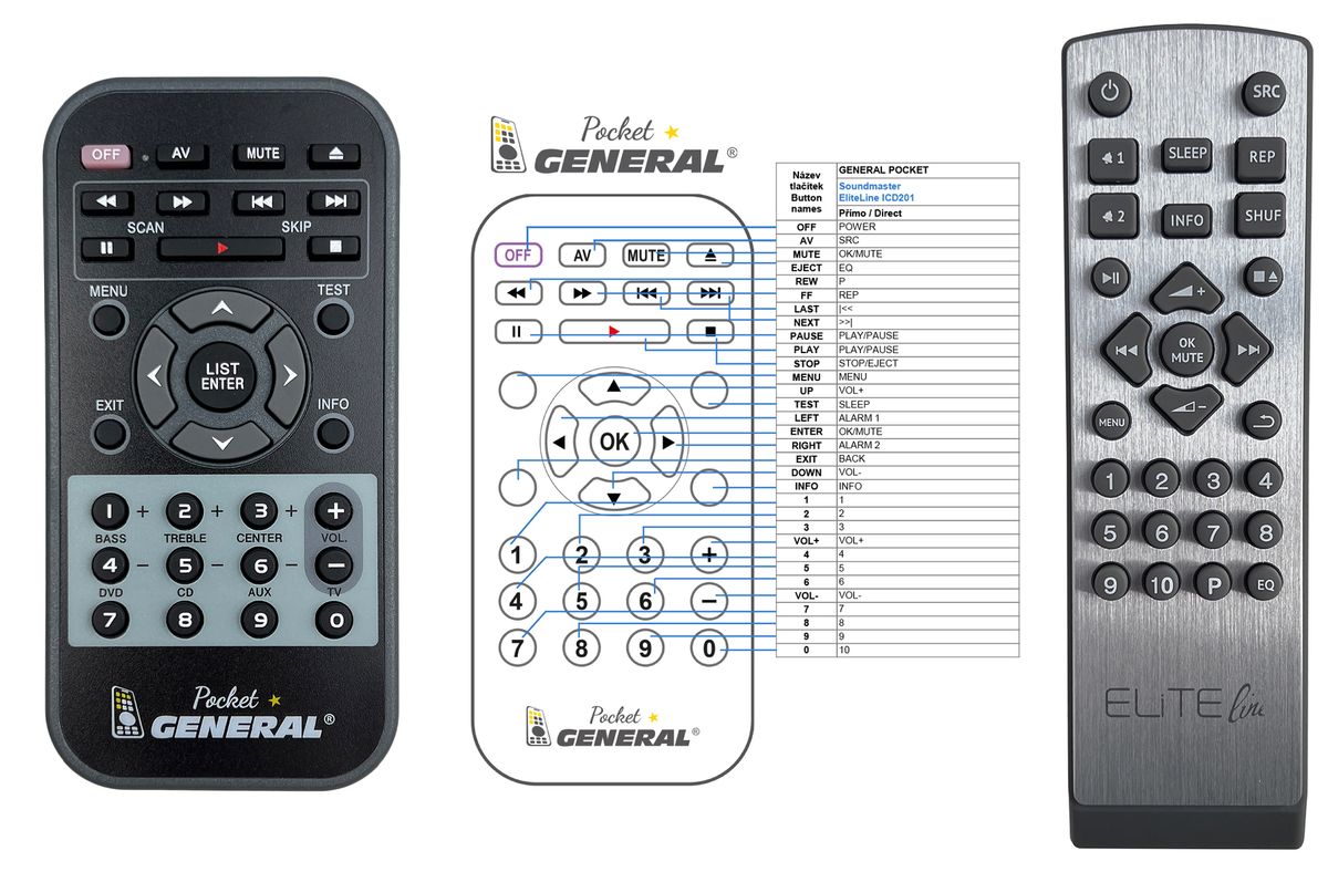 SOUNDMASTER EliteLine ICD2018 -   


kompatibilis General márkájú távirányító