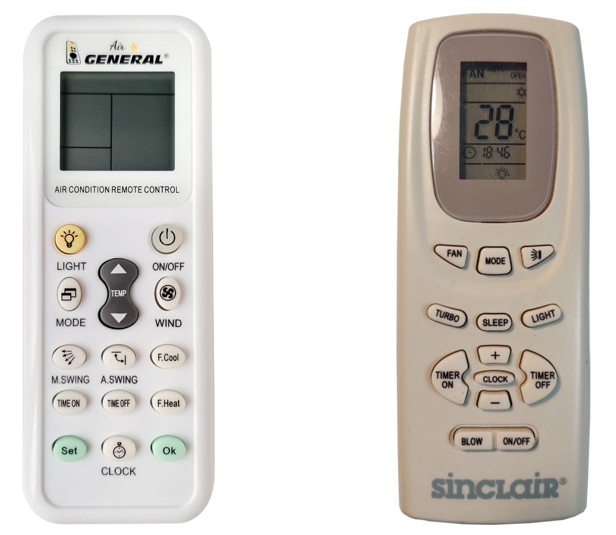 SINCLAIR YK1F, ASH-09AP, ASH-12AP -   


kompatibilis General márkájú távirányító