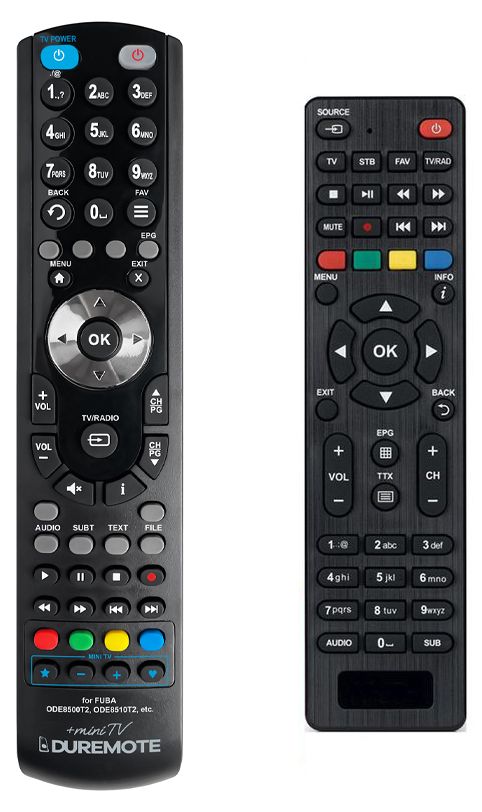 FUBA ODE8500T2, ODE8510T2 HEVC + TV vezérlés (mini TV) - távirányító duplikátum