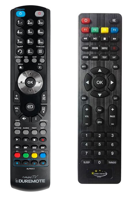 GOLDEN INTERSTAR ALPHA X, BETA X, BETA X WL, GAMMA X, HD FTA S2+ + TV vezérlés (mini TV) - távirányító duplikátum