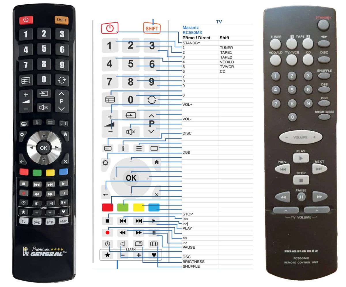 MARANTZ RC550MX -   


kompatibilis General márkájú távirányító
