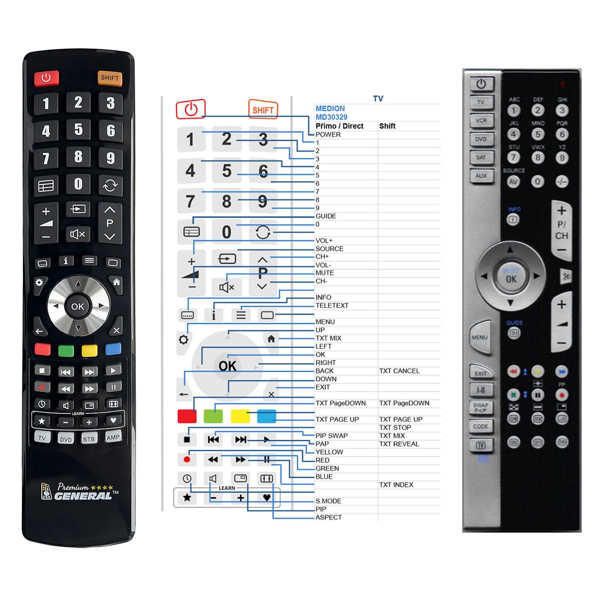 MEDION RC1210 -   


kompatibilis General márkájú távirányító