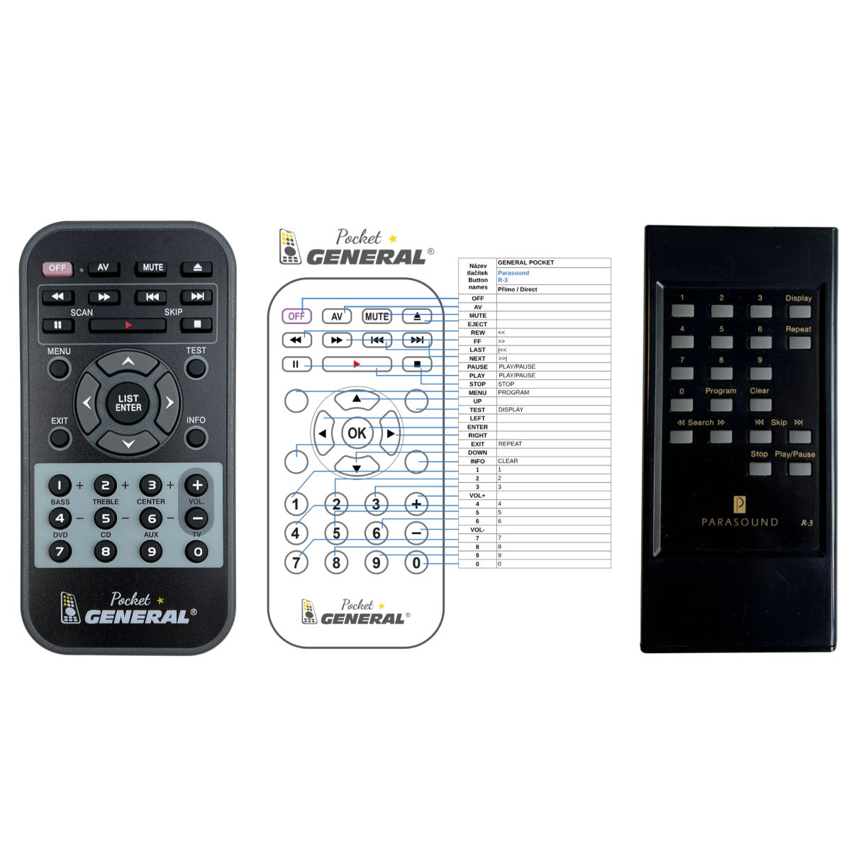 PARASOUND R-3 -   


kompatibilis General márkájú távirányító