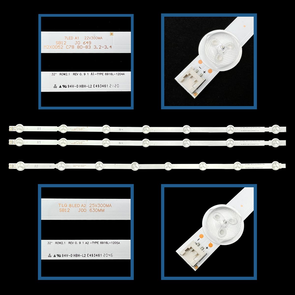 LG AGF78399301AL LED háttérvilágítás AGF78399201AL, 6916L-1204A, 6916L-1205A - 3 szalag