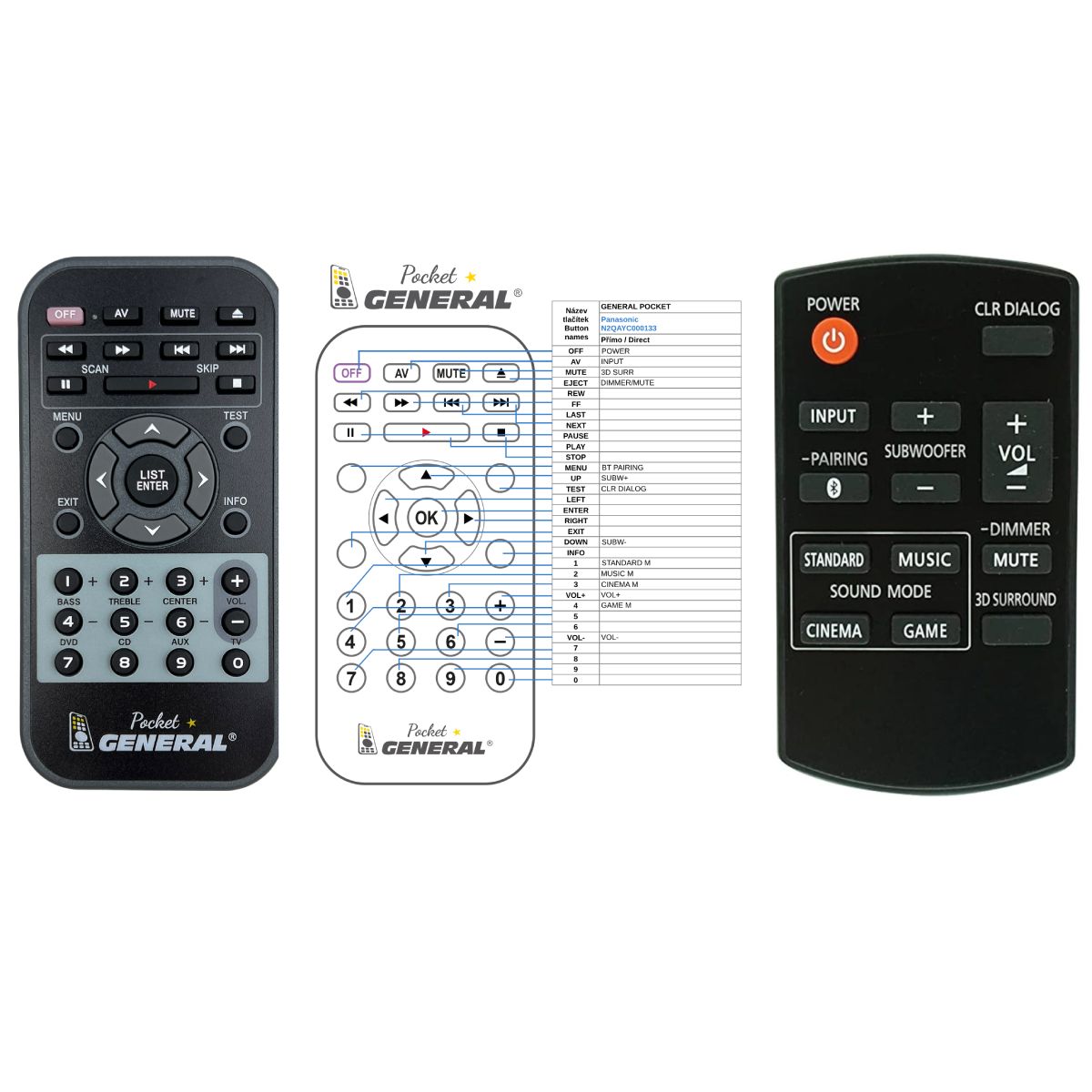 PANASONIC N2QAYC000133 -   


kompatibilis General márkájú távirányító