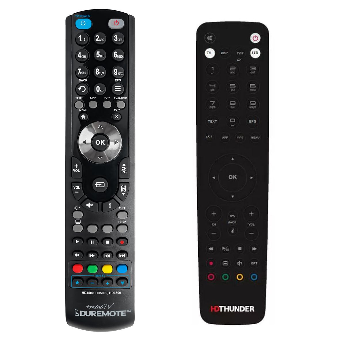 HDThunder HD4500, HD5000, HD6500 + TV vezérlés (mini TV) - távirányító duplikátum