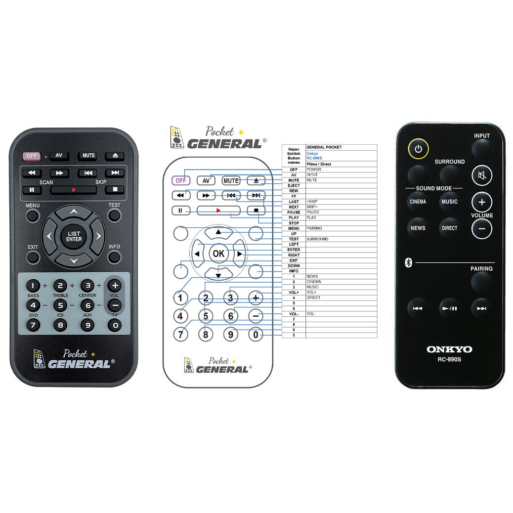 ONKYO RC-890S -   


kompatibilis General márkájú távirányító