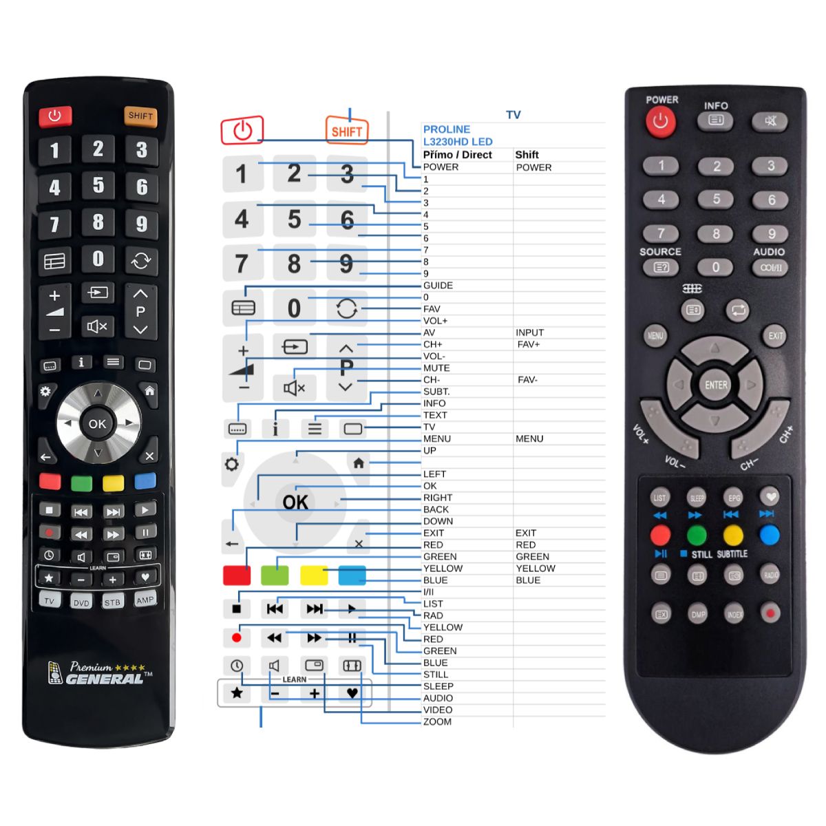 PROLINE L3230HD LED -   


kompatibilis General márkájú távirányító