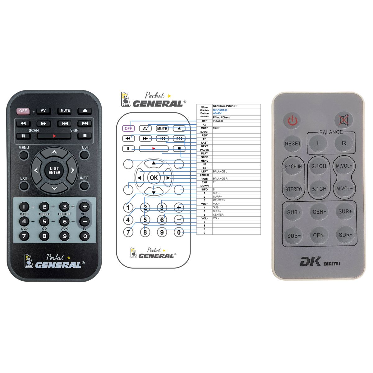 DK DIGITAL AS-40-1, AS-40-2 -   


kompatibilis General márkájú távirányító