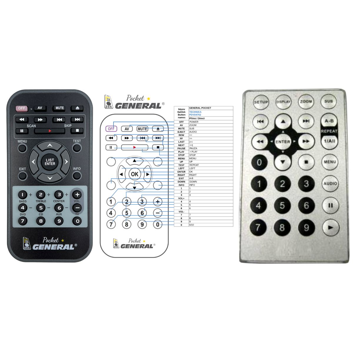 TECHNIKA PDVD4702, PD9AW09, PDVD908 -   


kompatibilis General márkájú távirányító