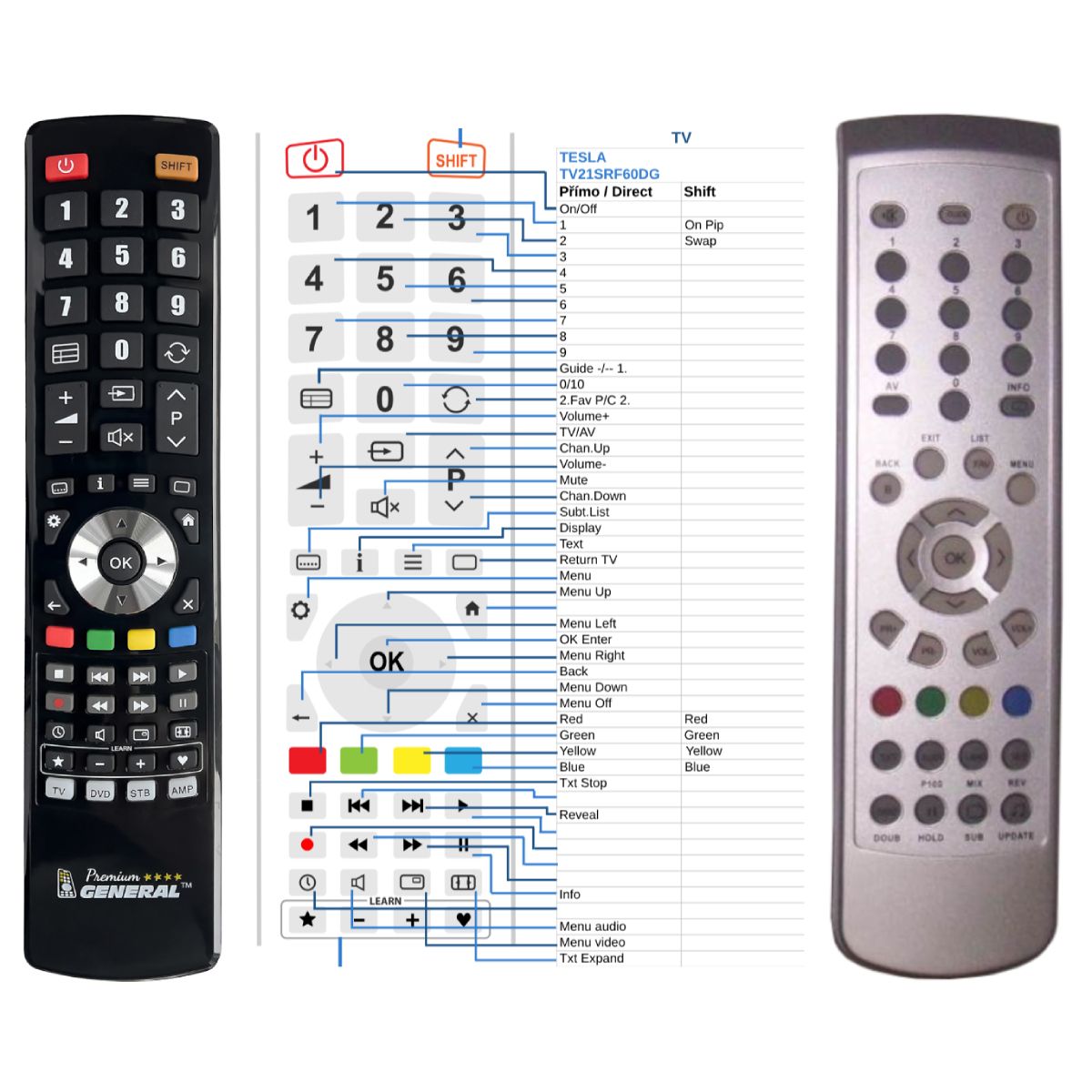 TESLA TV21SRF60DG, TV29SRF60DG -   


kompatibilis General márkájú távirányító