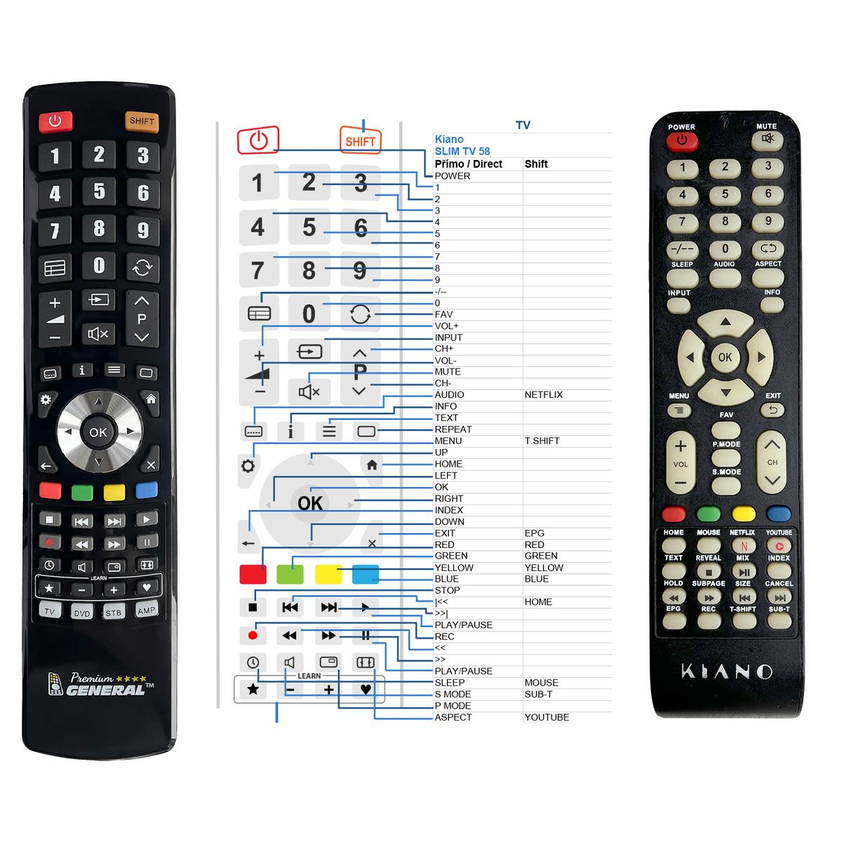 KIANO SLIM TV 58 -   


kompatibilis General márkájú távirányító