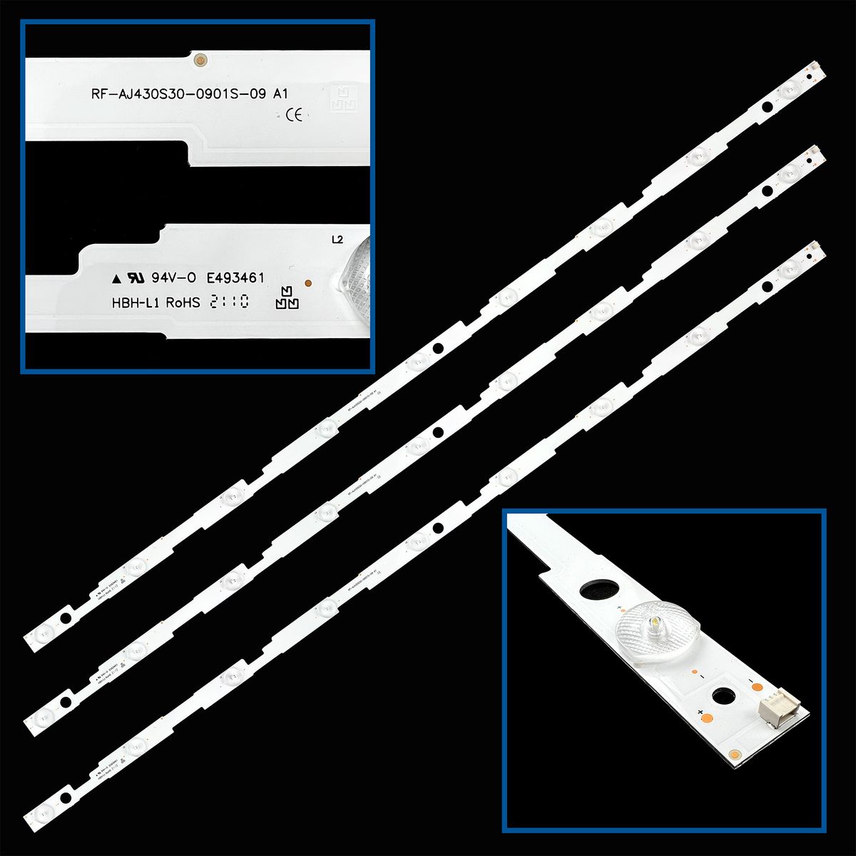 BLAUPUNKT/SHARP LED háttérvilágítás RF-AJ430S30-0901S-09, CRH-P43KP30300309641-REV1.1 - 3 csík