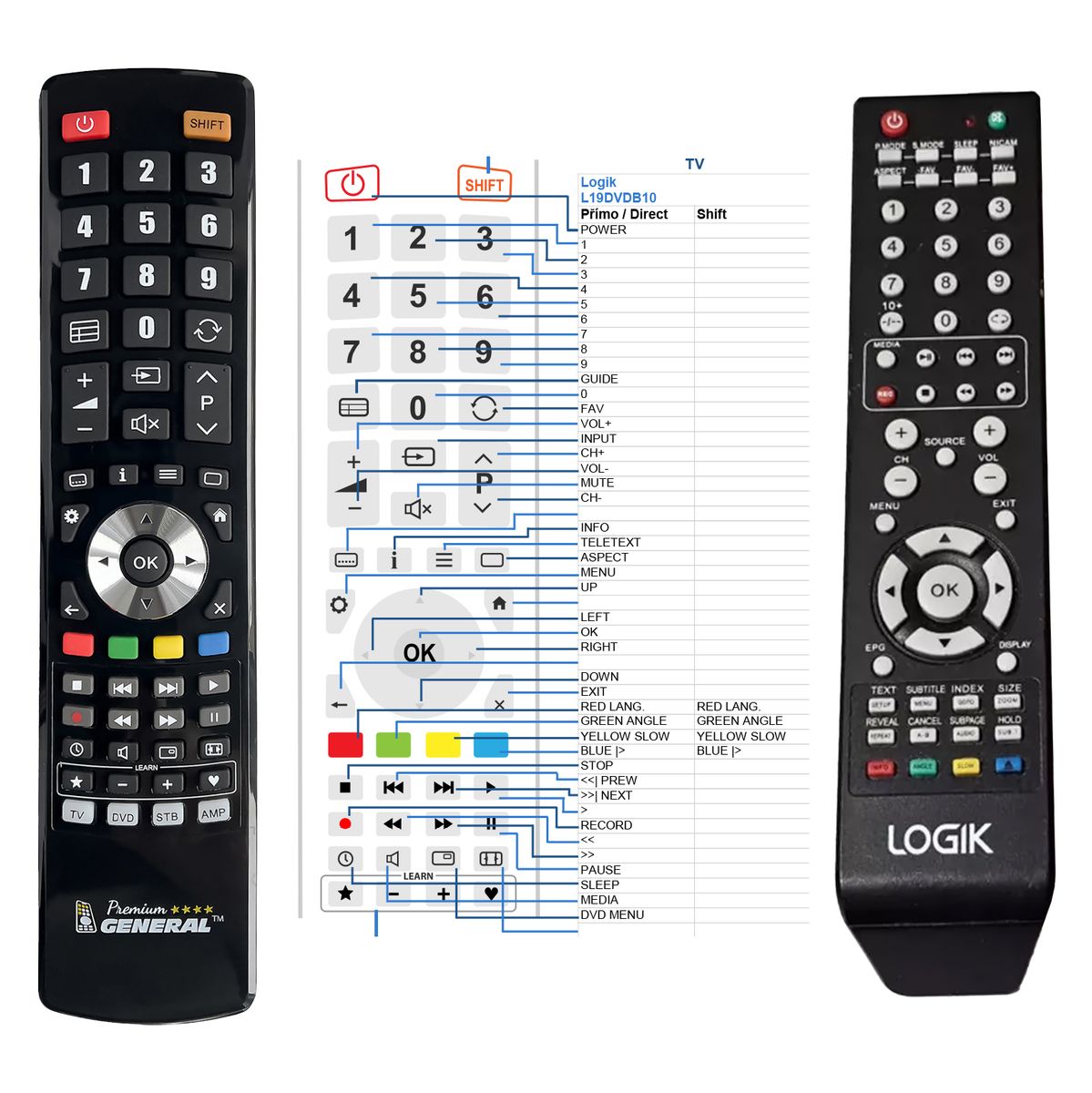 LOGIK COMBO TV-DVD L19DIGB10, L19DVDB10, L19DVDP10, L22DVDB10, L22DVDB20, L24DIGB10, L24DVDB19 -   


kompatibilis General márkájú távirányító