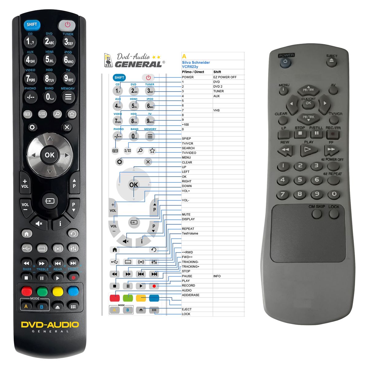 SILVA SCHNEIDER VCR623Y -   


kompatibilis General márkájú távirányító
