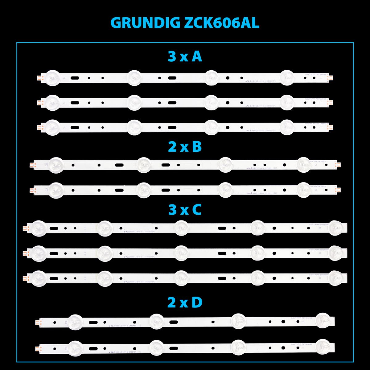 Grundig ZCK606AL LED háttérvilágítás 056D40-SS2, SVS400A79 - 10 szalag