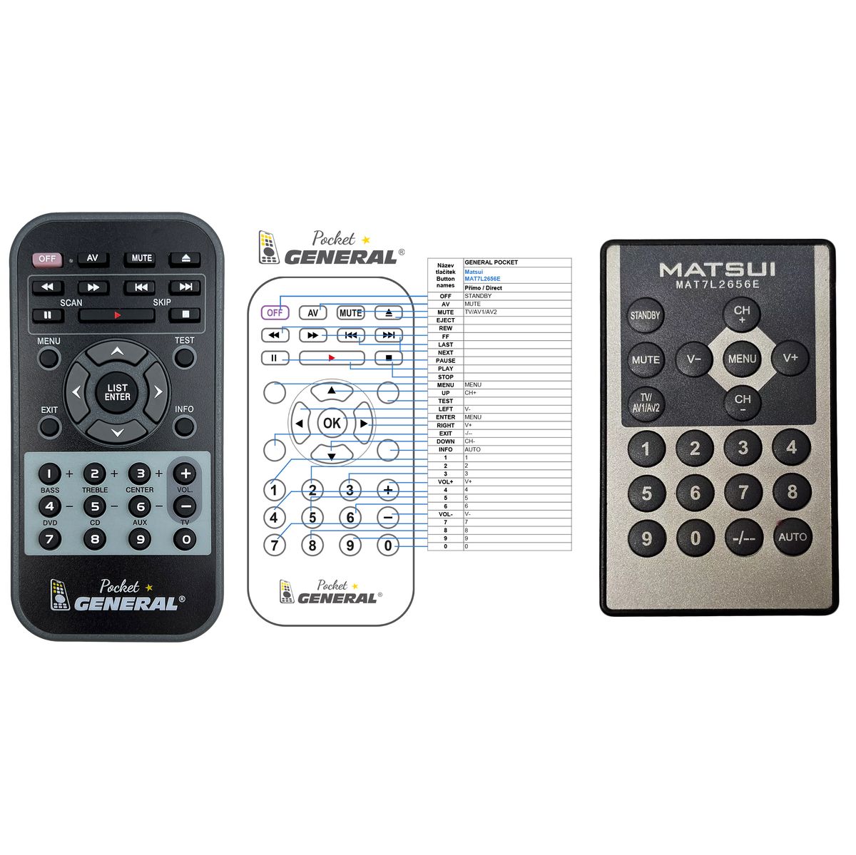 MATSUI MAT7L2656E  -   


kompatibilis General márkájú távirányító