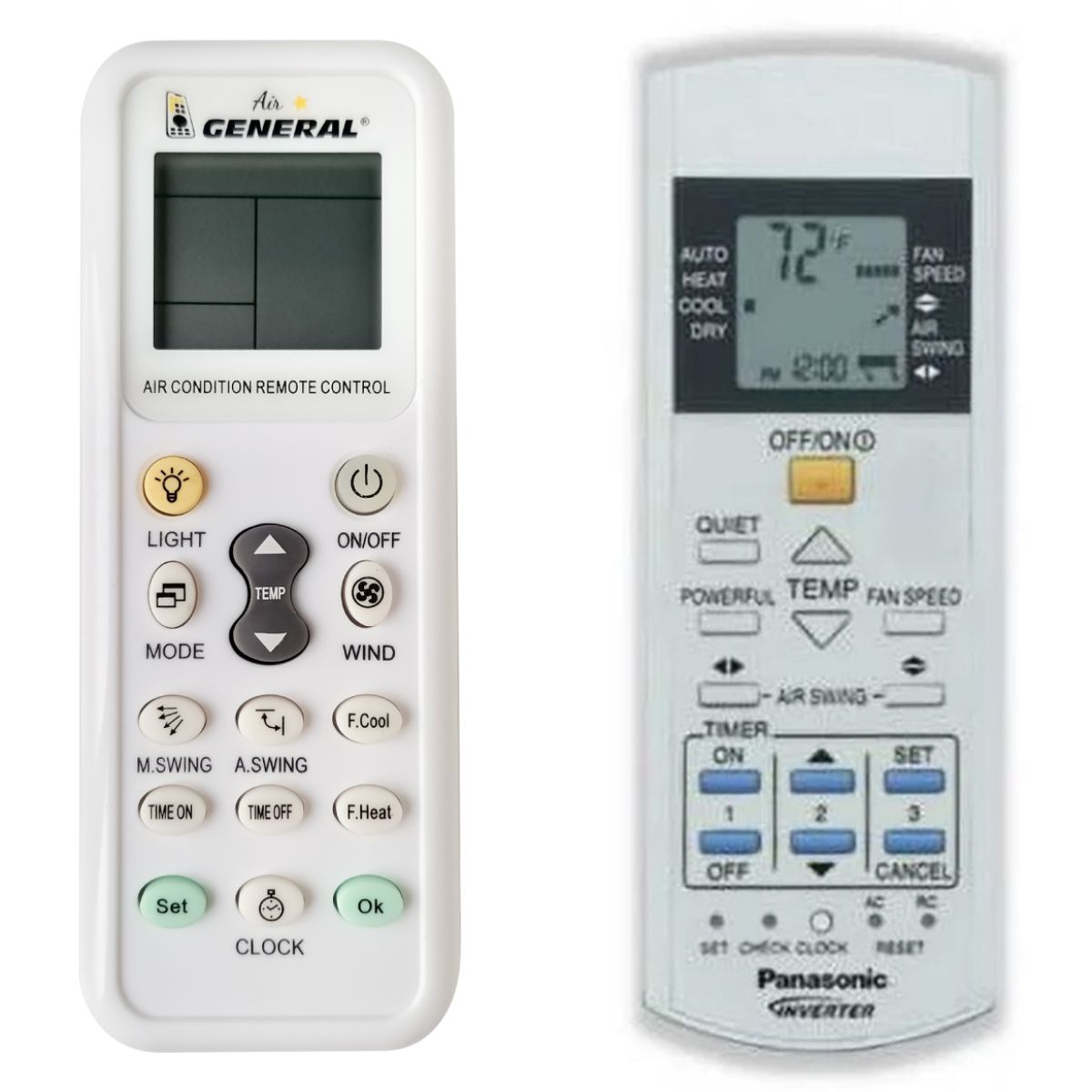 PANASONIC CU-RE9RKE, CU-RE12RKE, CU-RE15RKE, CU-2E15PBE, CU-2E18PBE, CU-3E18PBE -   


kompatibilis General márkájú távirányító