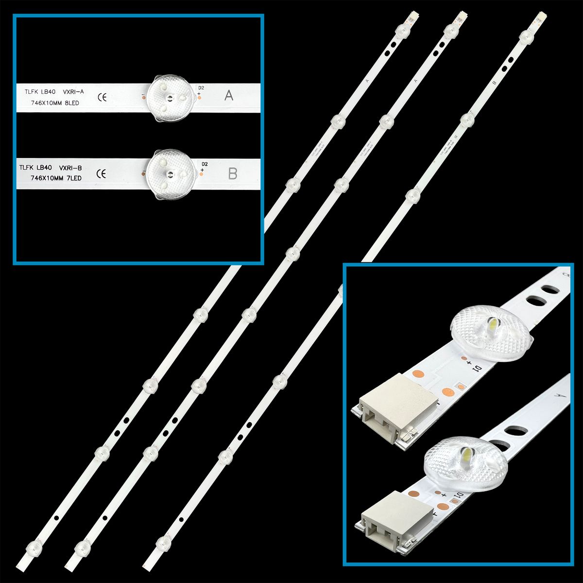 Telefunken TLFK LB40 LED háttérvilágítás VES400UNDS-2D-N11, VES400UNDS-2D-N12 - 3 db csík készlet