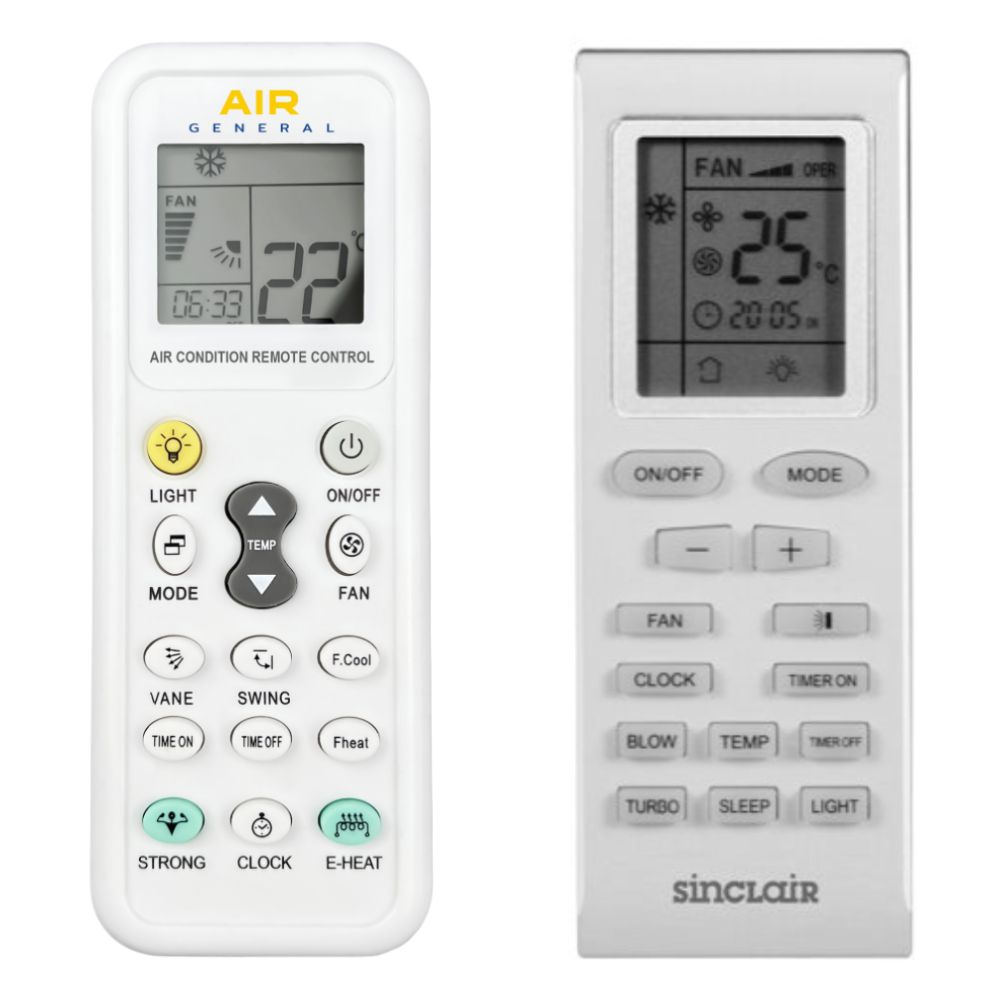 SINCLAIR YB1FA, YB1FA2, ASC-12AIN, ASC-18AIN, ASC-24AIN, ASC-30AIN -   


kompatibilis General márkájú távirányító