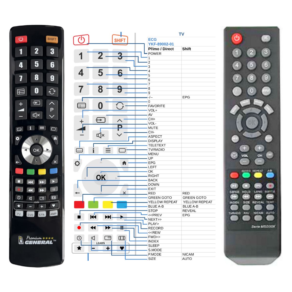 ECG YKF-89002-01 -   


kompatibilis General márkájú távirányító