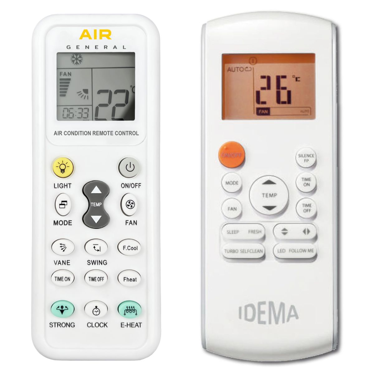 IDEMA RG57A4,  ISA-50, ISZ 12000 BTU, ISKE 12000 BTU -   


kompatibilis General márkájú távirányító