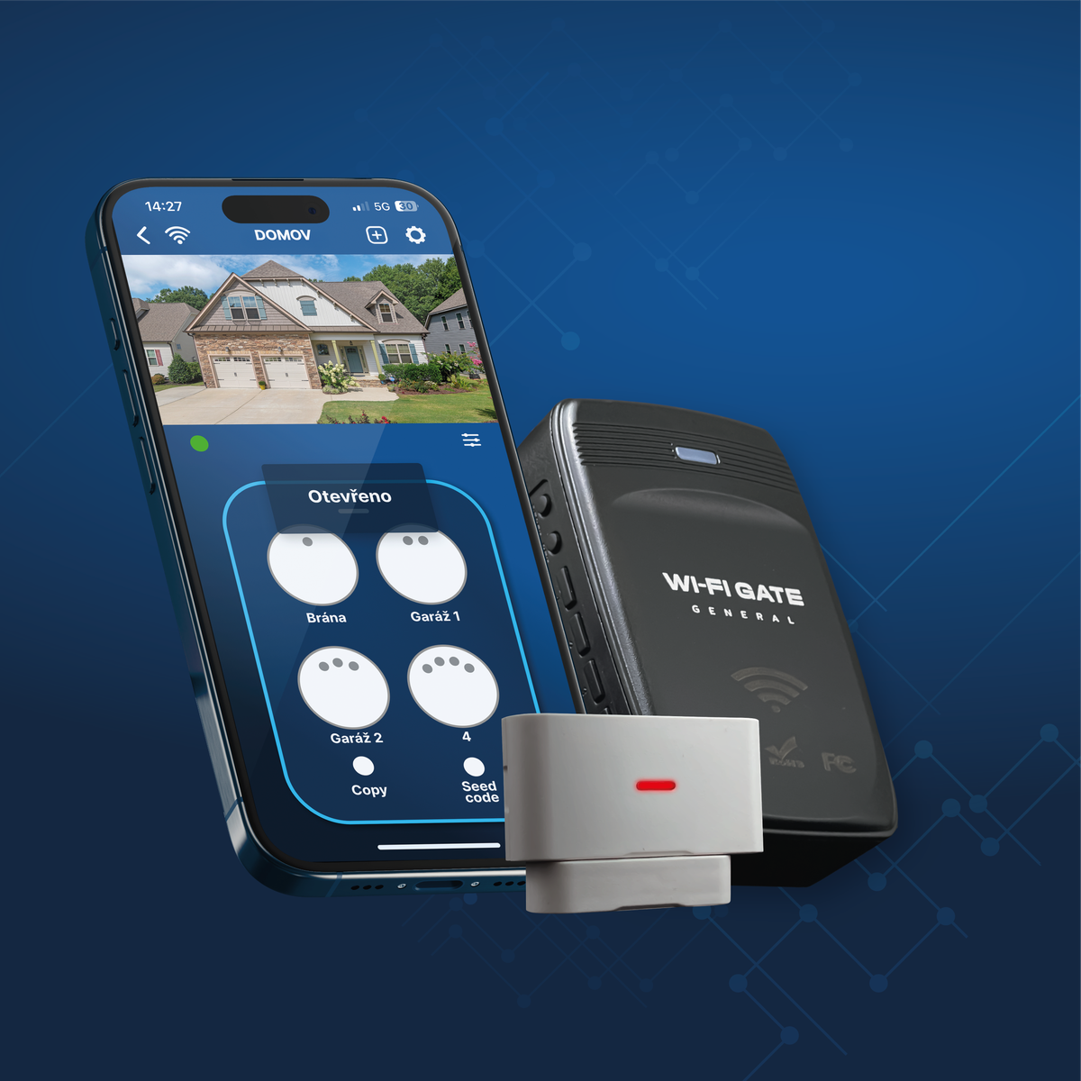 General Gate Wi-Fi remote control - Universal IoT remote control for gates and garage doors with mobile APP and open / closed sensor