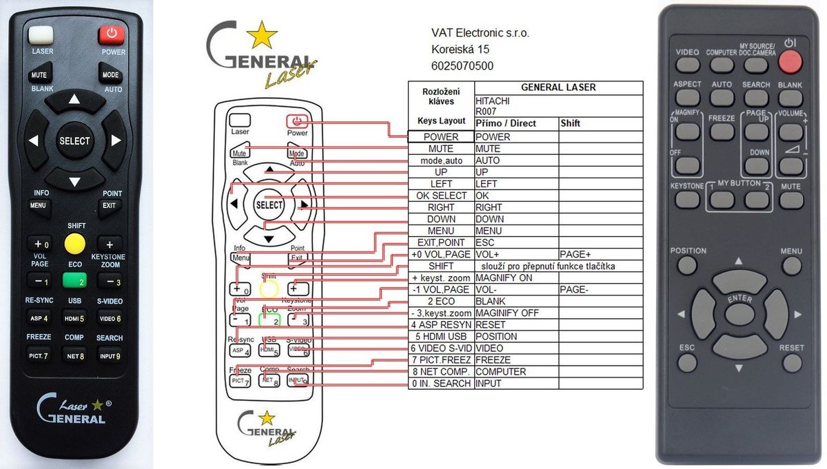 HITACHI PROJECTOR CP-X, CP-S, CP-HS, CP-HX - távirányító lézermutatóval