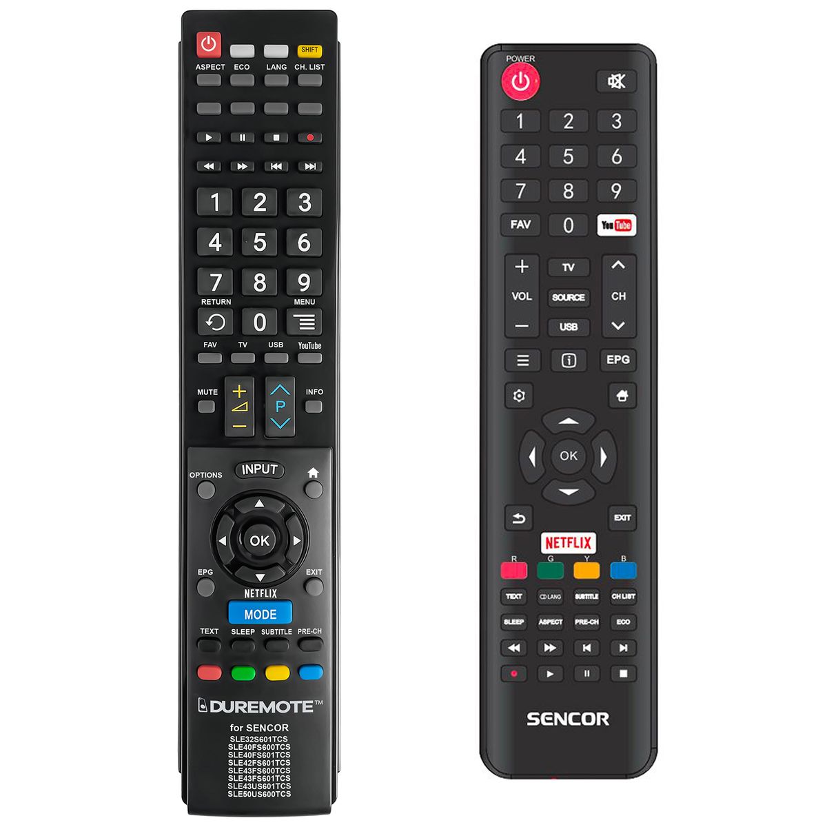 SENCOR SLE32S600TCS, SLE32S601TCS, SLE40FS600TCS, SLE40FS601TCS, SLE42FS601TCS  - távirányító duplikátum