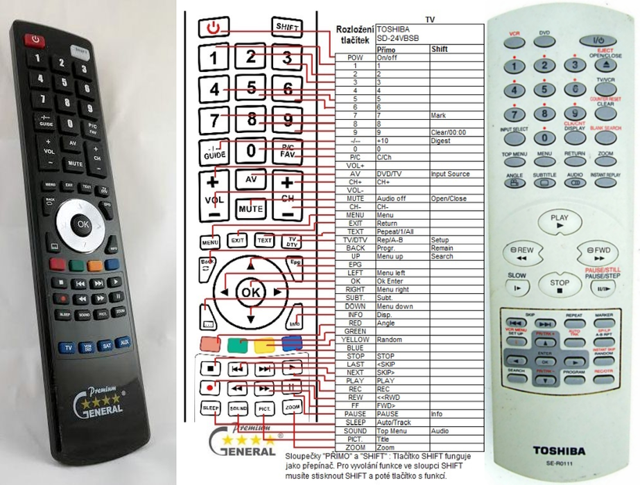TOSHIBA SE-R0092, SE-R0111 -   


kompatibilis General márkájú távirányító