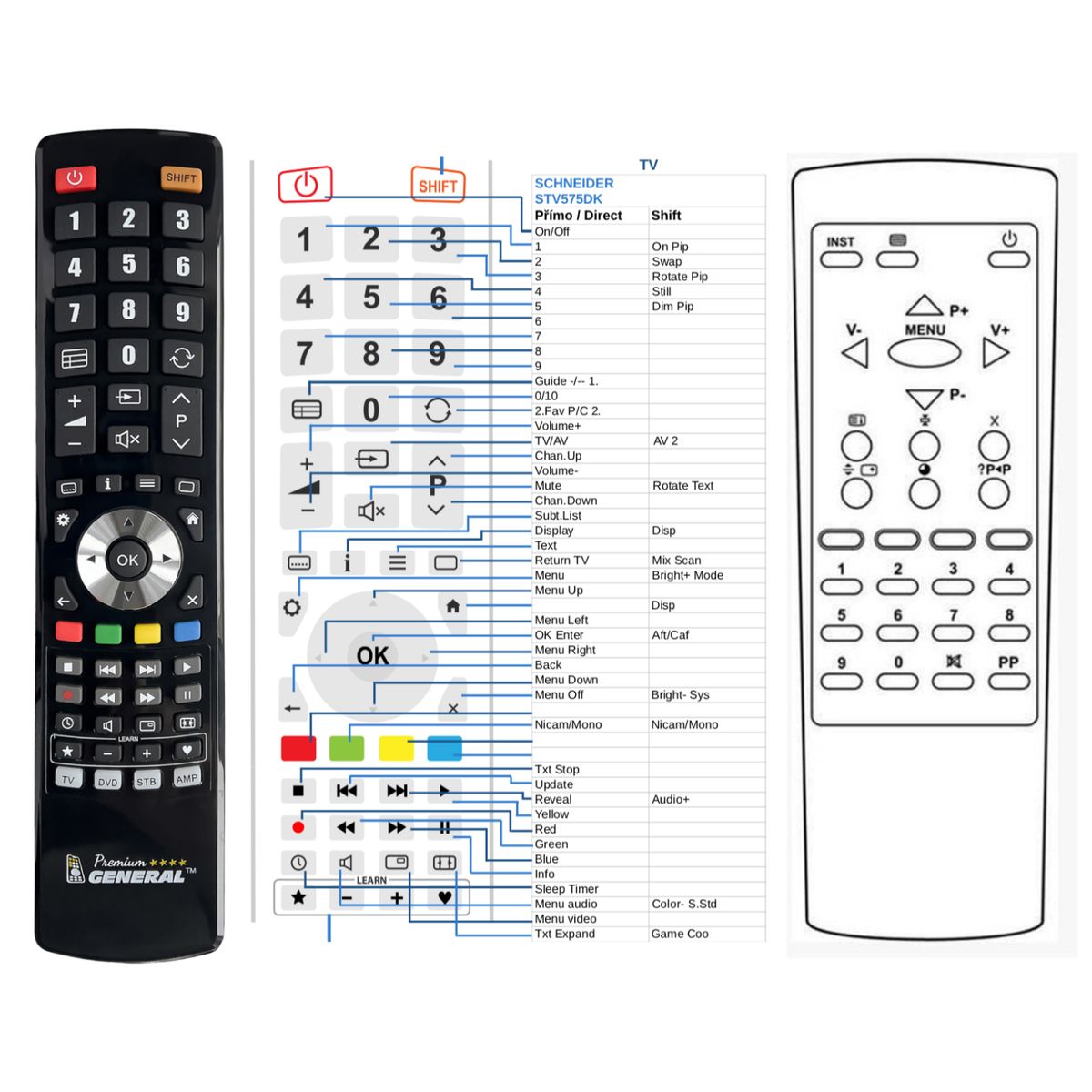 SCHNEIDER STV575DK -   


kompatibilis General márkájú távirányító