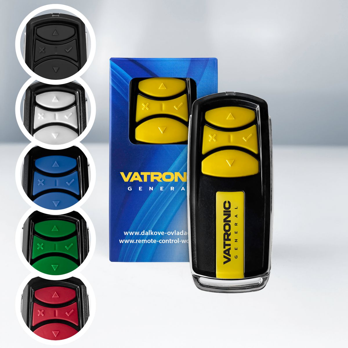 ÁLTALÁNOS VATRONIC – luxus prémium univerzális RF távirányító kapukhoz és ajtókhoz 280–870 MHz