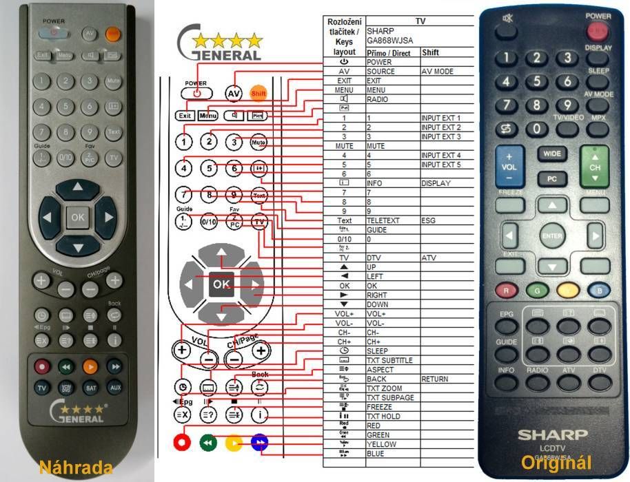 SHARP GA868WJSA -   


kompatibilis General márkájú távirányító