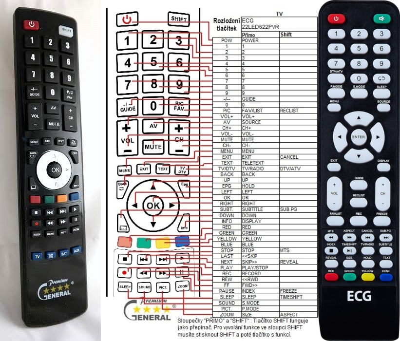 ECG 22LED622PVR -   


kompatibilis General márkájú távirányító